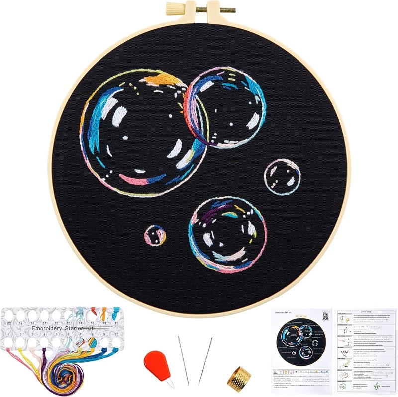 Crafmanoe Embroidery Kits for Beginners Adults, Cute Embroidery Starter Kits Funny Counted Cross Stitch Kits for Beginners Adult, Craft Hobbies Set for Women, Embroidery Fabric, Hoops & Video Tutorial - Image 1